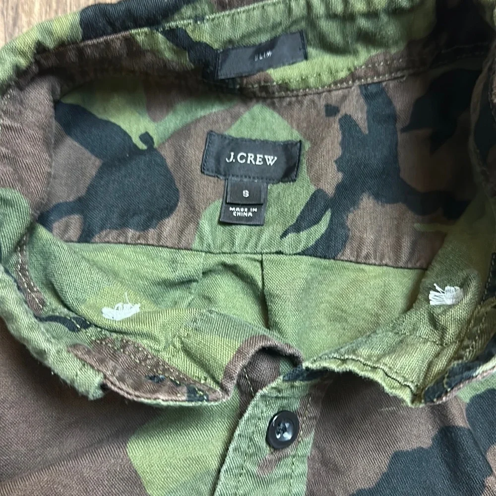 J. Crew Mens Camo Slim Fit Button Down Long Sleeve Shirt Size S